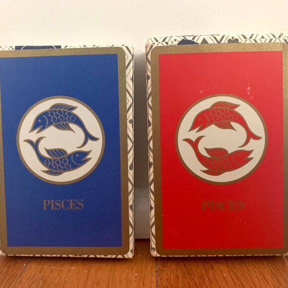 Vintage Pisces 2 Decks Playing Cards Red and Blue Bridge Size - Picture 2 of 9